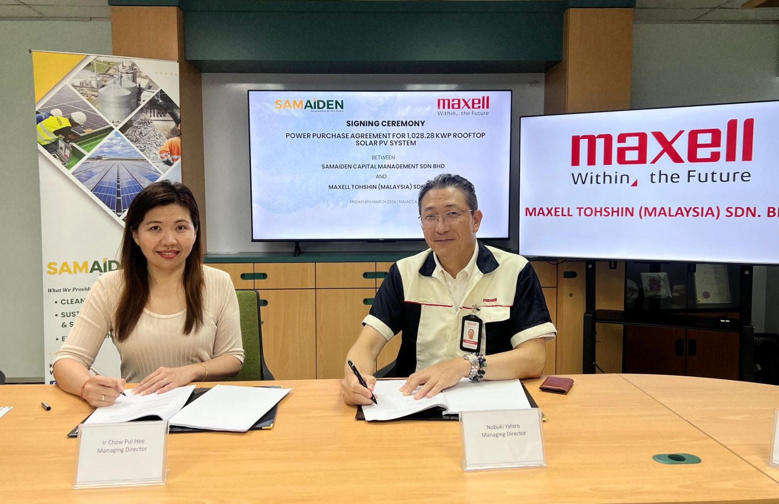 SAMAIDEN INKS 20-YEAR SOLAR ENERGY POWER PURCHASE AGREEMENT WITH MAXELL TOHSHIN